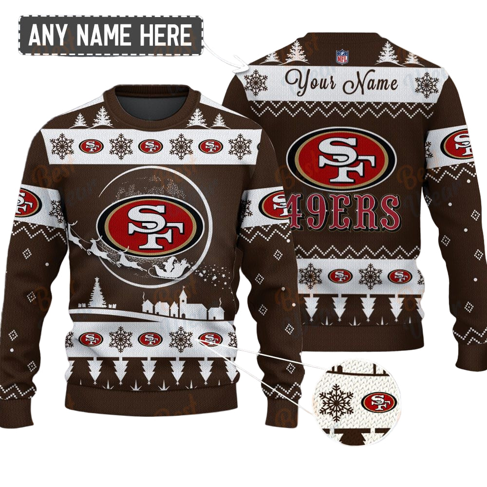 San Francisco 49ers NFL Ugly Christmas Sweater - Name Customized