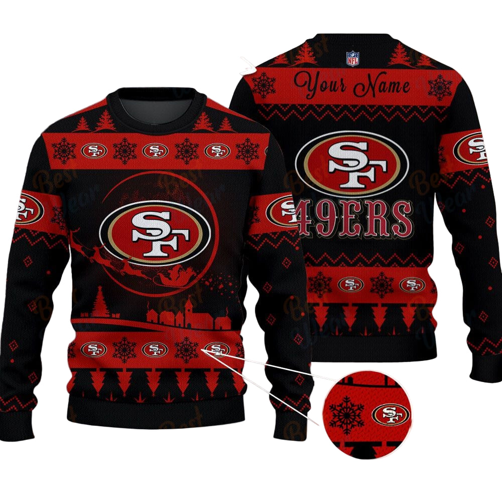 San Francisco 49ers NFL Ugly Christmas Sweater - Name Customized