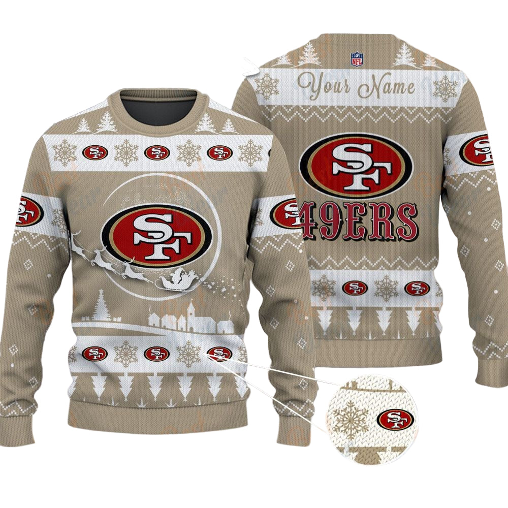 San Francisco 49ers NFL Ugly Christmas Sweater - Name Customized