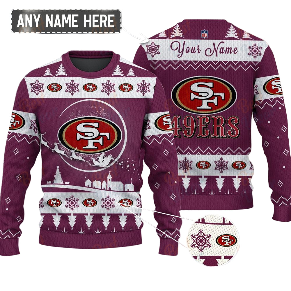 San Francisco 49ers NFL Ugly Christmas Sweater - Name Customized