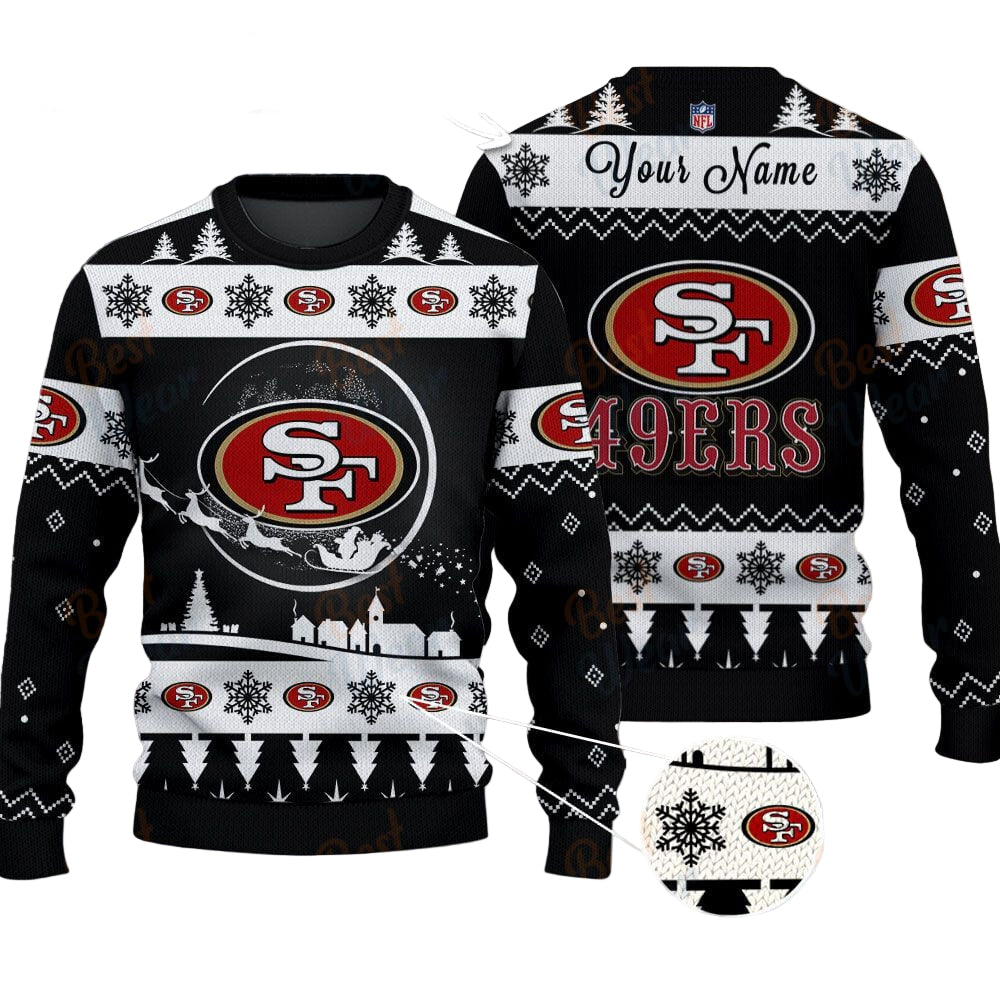San Francisco 49ers NFL Ugly Christmas Sweater - Name Customized