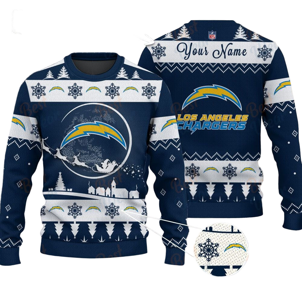 Los Angeles Chargers NFL Ugly Christmas Sweater - Name Customized