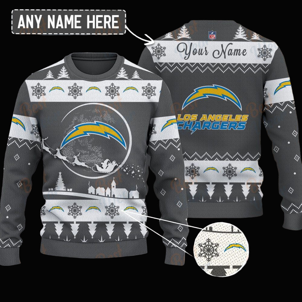 Los Angeles Chargers NFL Ugly Christmas Sweater - Name Customized