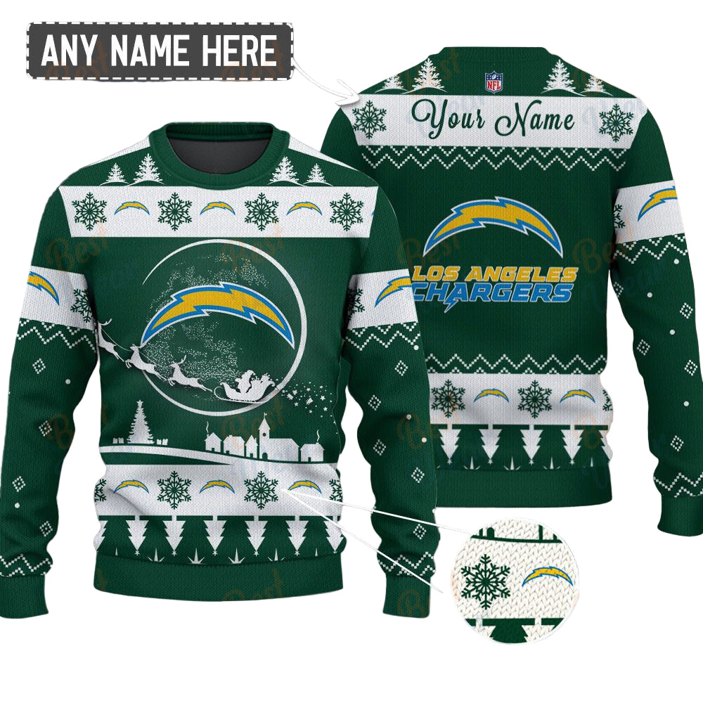 Los Angeles Chargers NFL Ugly Christmas Sweater - Name Customized