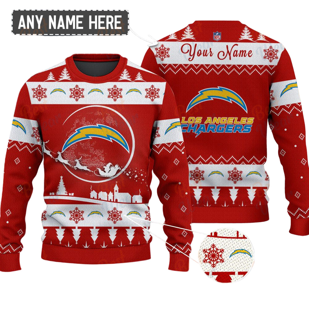 Los Angeles Chargers NFL Ugly Christmas Sweater - Name Customized
