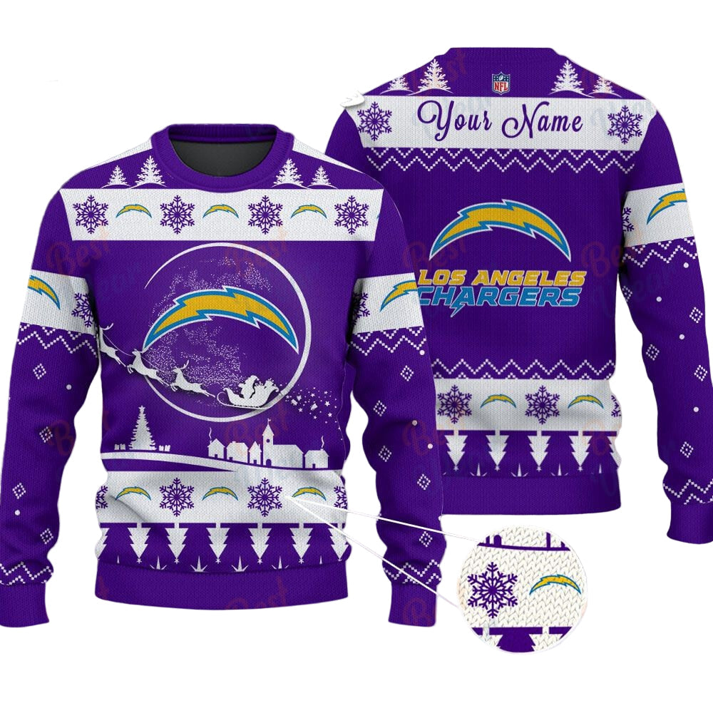 Los Angeles Chargers NFL Ugly Christmas Sweater - Name Customized