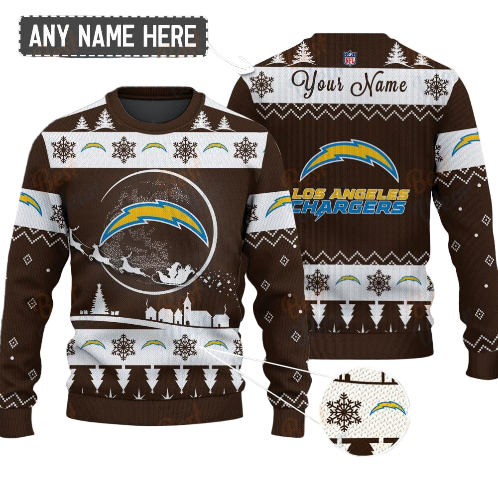 Los Angeles Chargers NFL Ugly Christmas Sweater - Name Customized