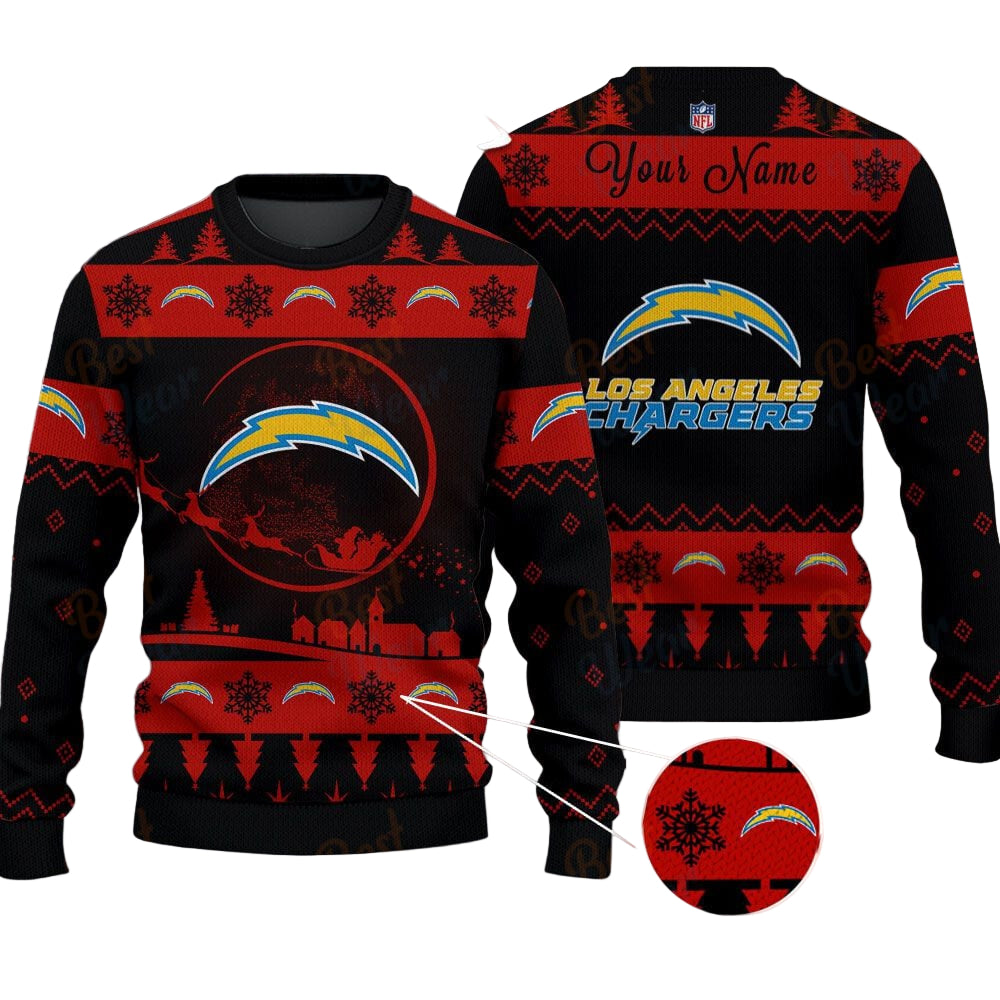 Los Angeles Chargers NFL Ugly Christmas Sweater - Name Customized
