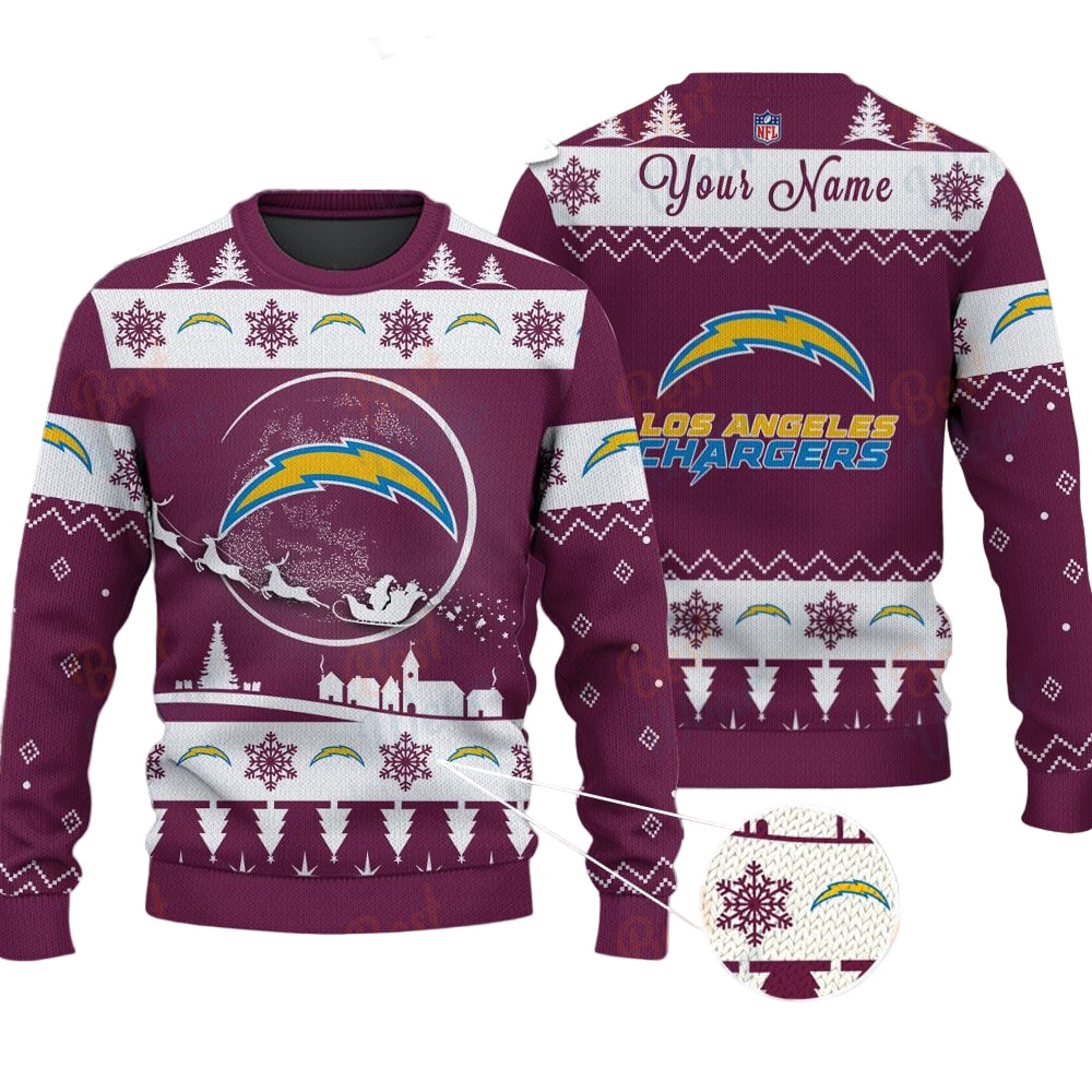 Los Angeles Chargers NFL Ugly Christmas Sweater - Name Customized
