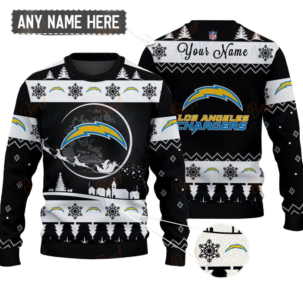 Los Angeles Chargers NFL Ugly Christmas Sweater - Name Customized