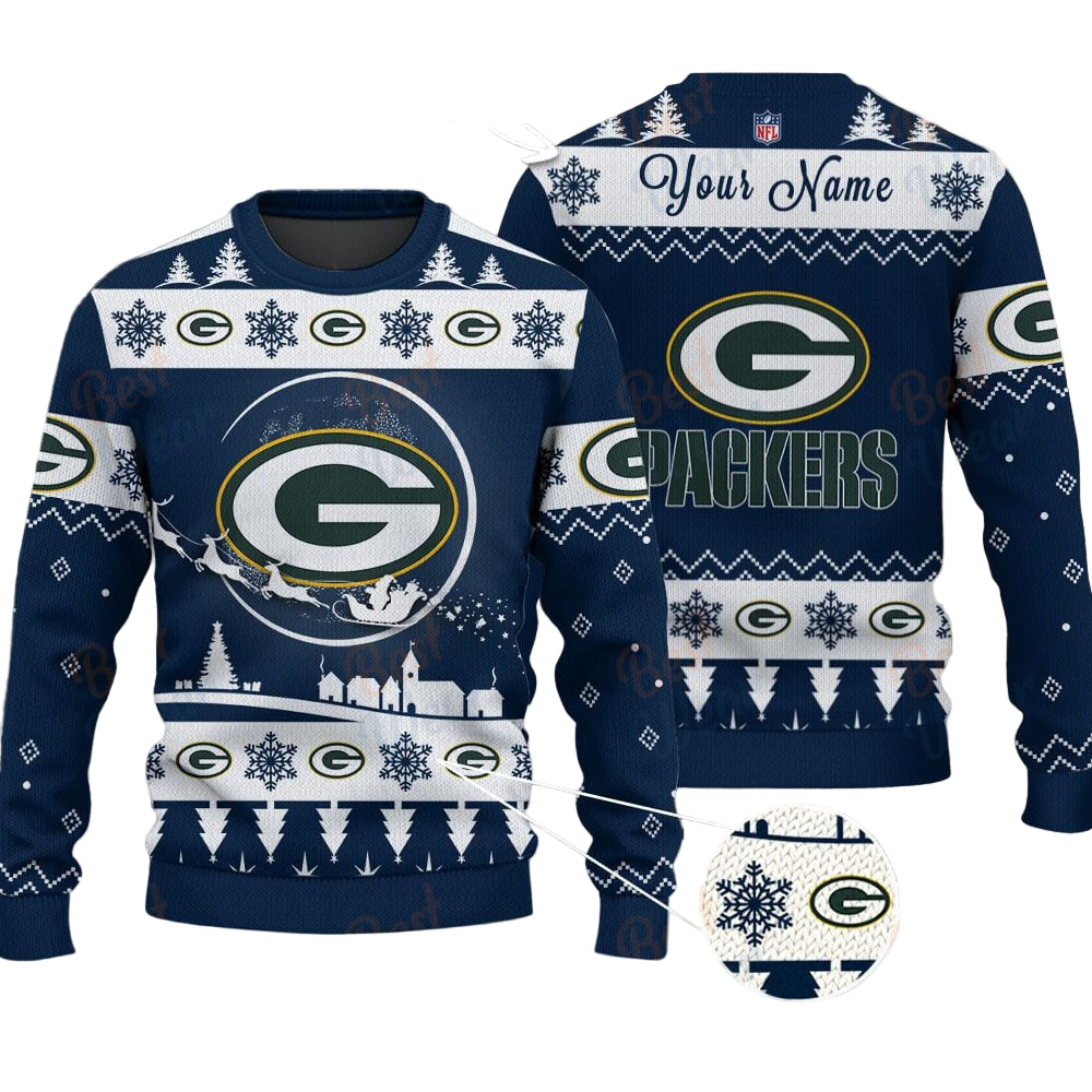 Green Bay Packers NFL Ugly Christmas Sweater - Name Customized