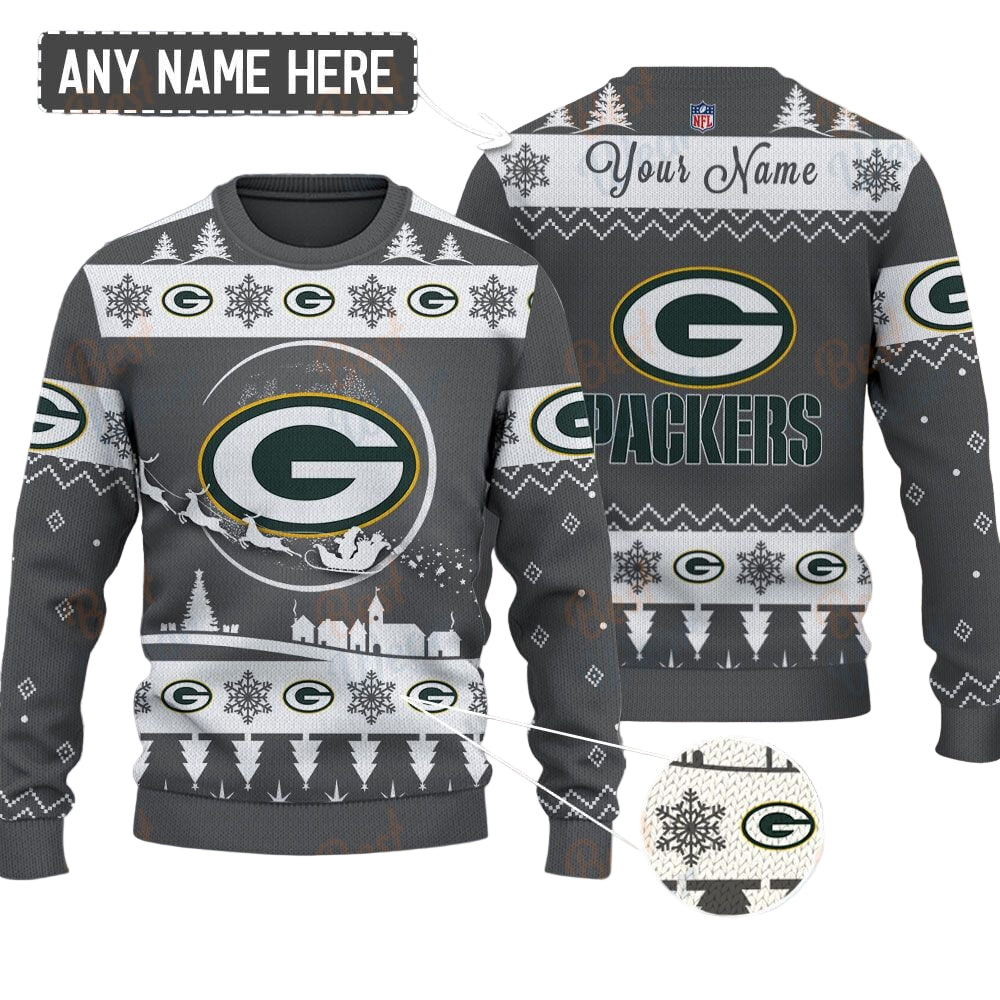 Green Bay Packers NFL Ugly Christmas Sweater - Name Customized