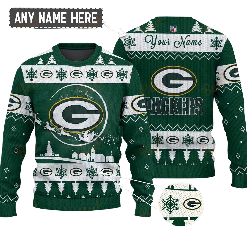 Green Bay Packers NFL Ugly Christmas Sweater - Name Customized