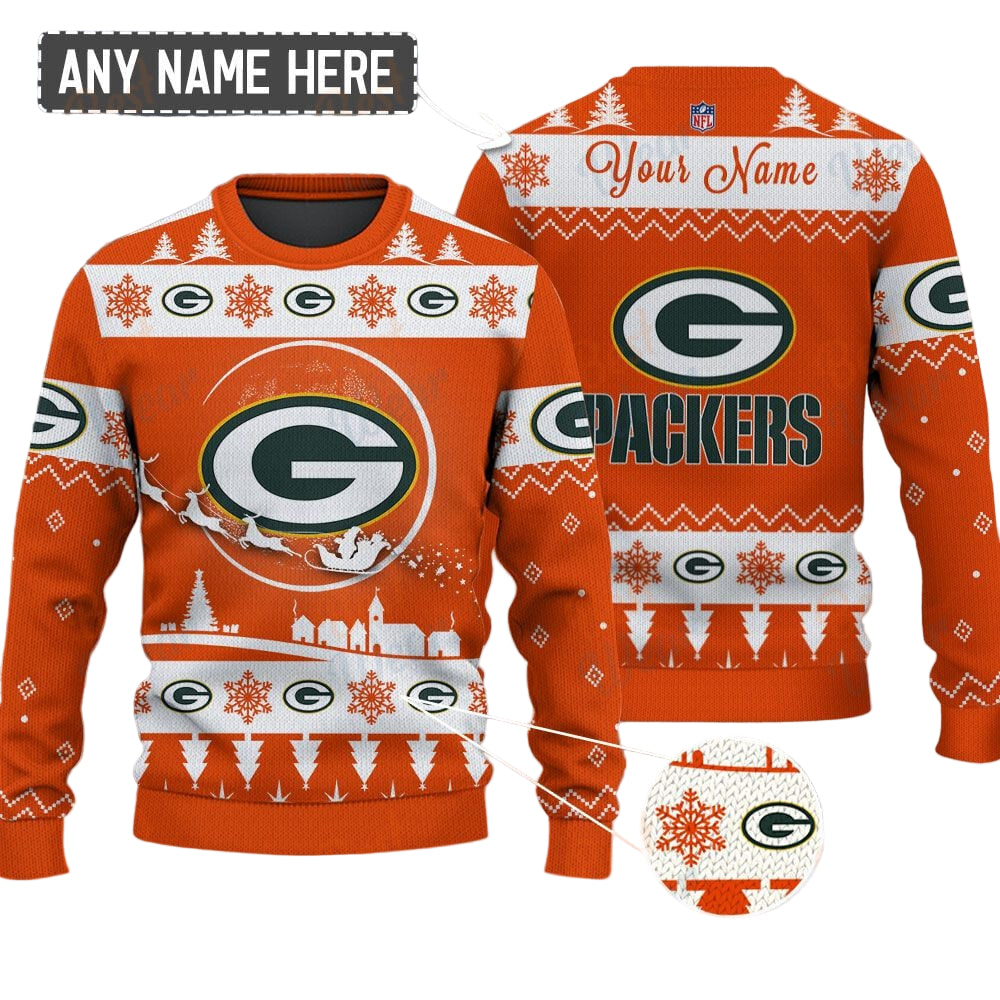 Green Bay Packers NFL Ugly Christmas Sweater - Name Customized