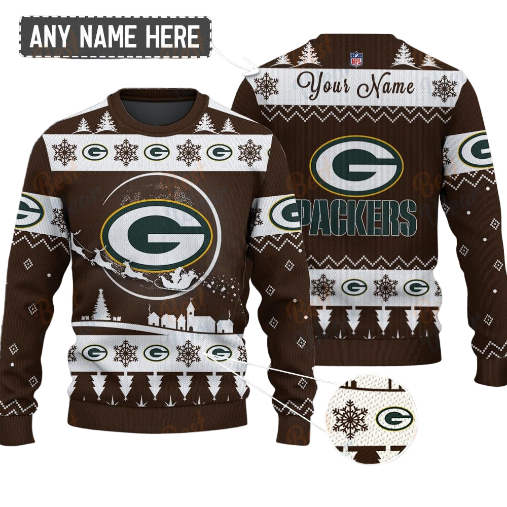 Green Bay Packers NFL Ugly Christmas Sweater - Name Customized