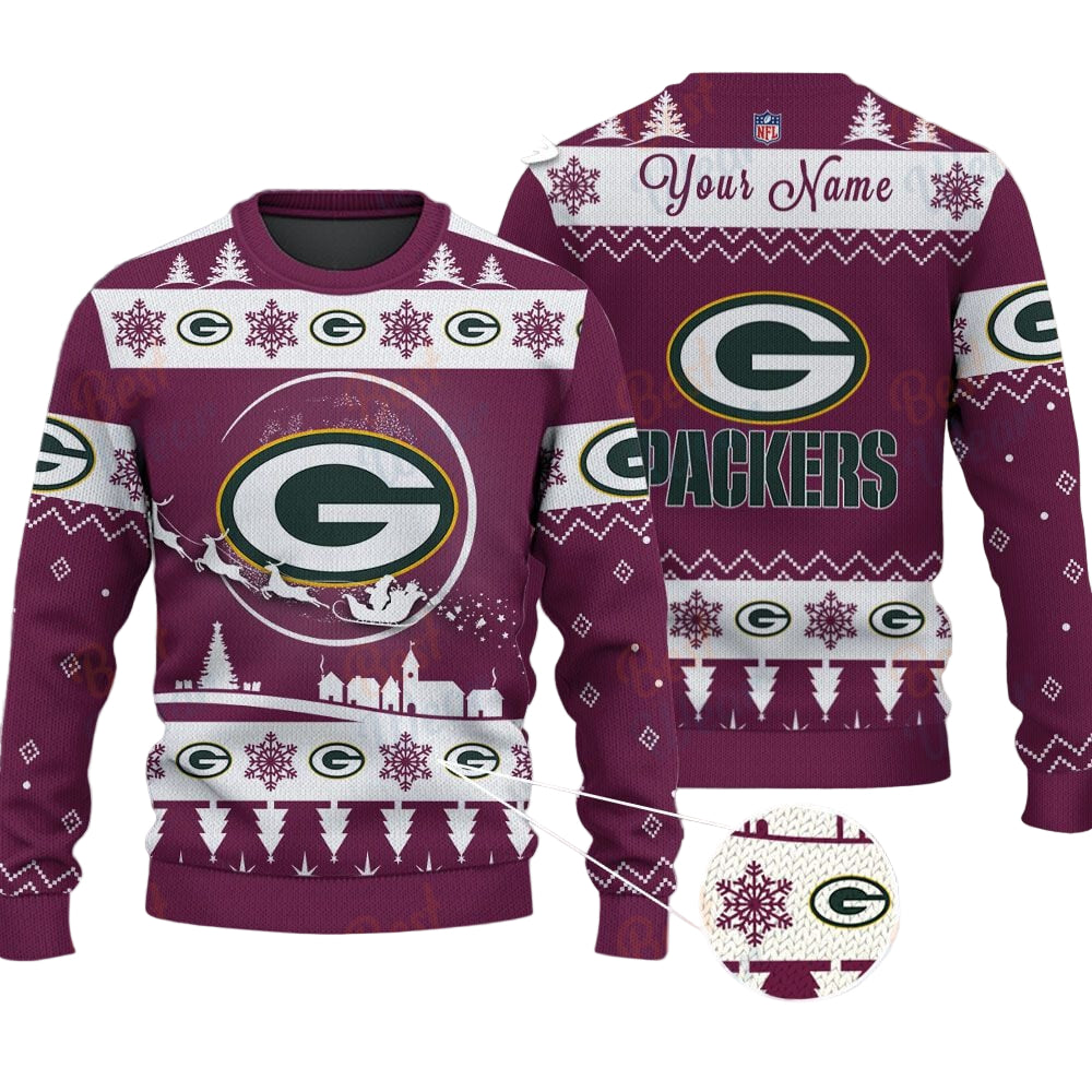 Green Bay Packers NFL Ugly Christmas Sweater - Name Customized