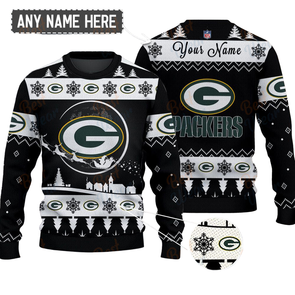 Green Bay Packers NFL Ugly Christmas Sweater - Name Customized