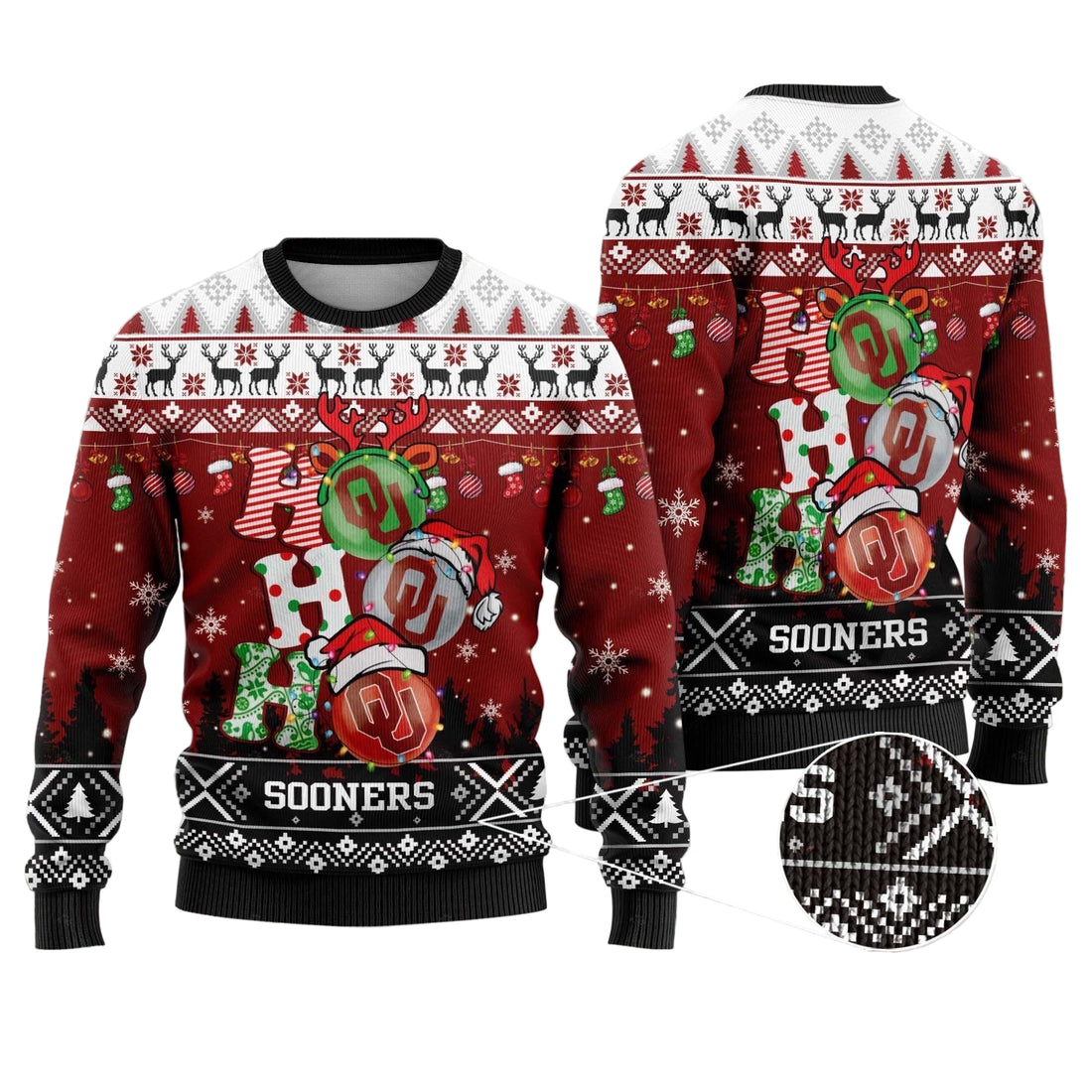 Oklahoma Sooners Ho Ho Ho For Unisex Ugly Christmas Sweater, All Over Print Sweatshirt