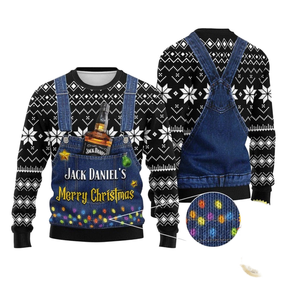 Jack Daniel's Merry Christmas Ugly Christmas Sweater, All Over Print Sweatshirt