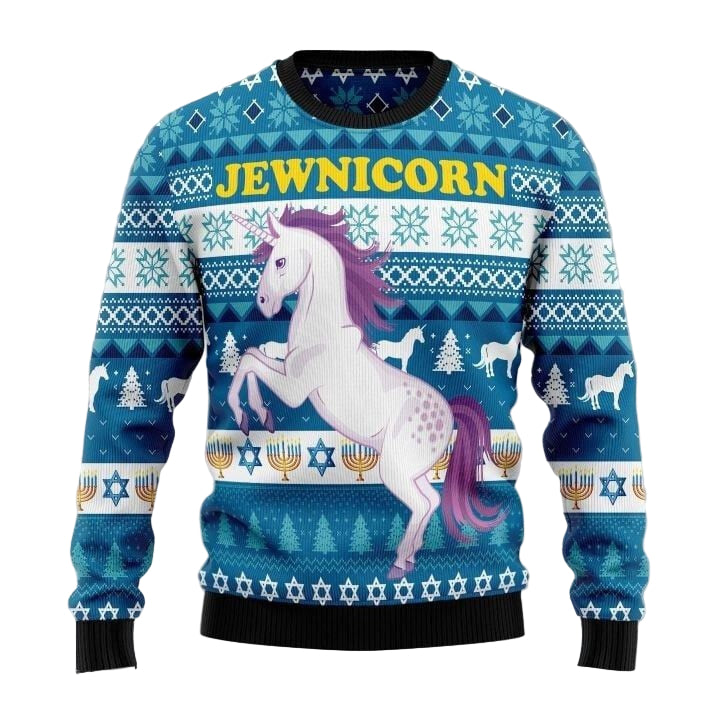 Lovely Purple Unicorn Jewnicorn Gift For Christmas Ugly Christmas Sweater