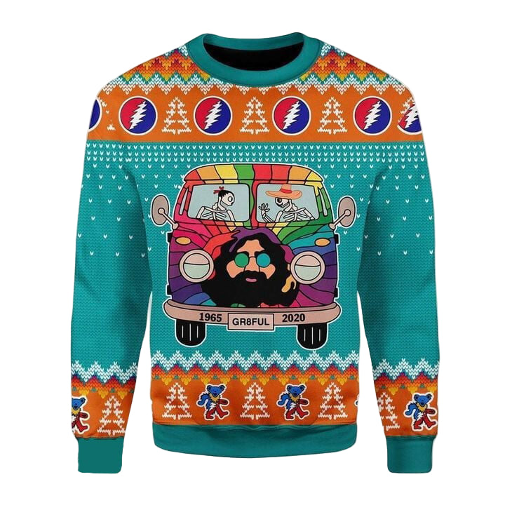 Merry Xmas Grateful Dead Bus Awesome Gift For Christmas Ugly Christmas Sweater