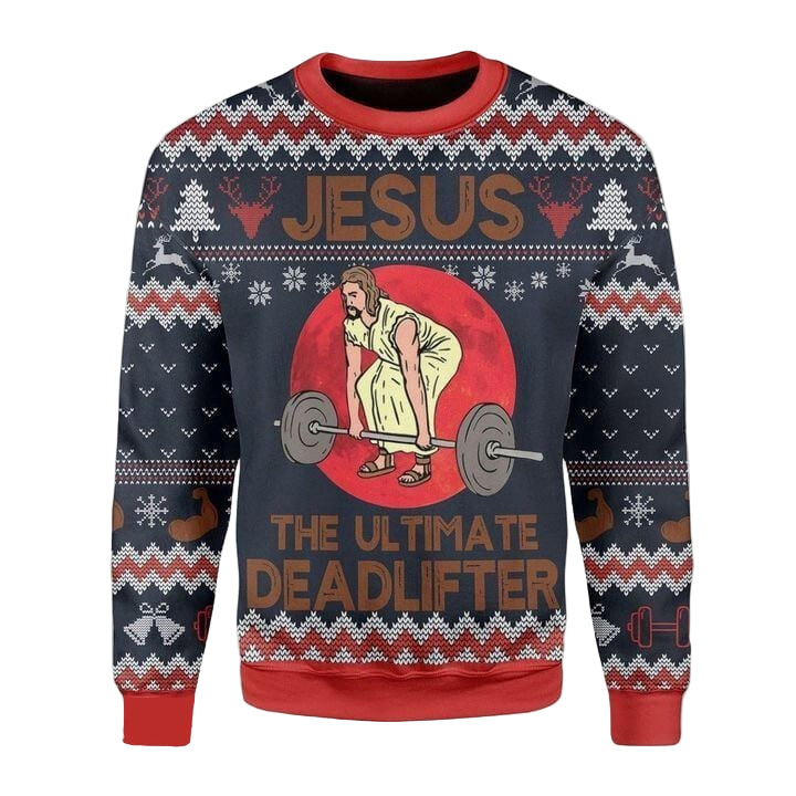 Christmas Patterns God Jesus The Ultimate Deadlifter Gift For Christmas Ugly Christmas Sweater