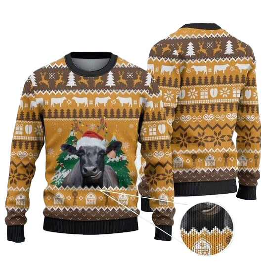 Black Angus Cattle Lovers Christmas On The Farm Awesome Gift For Christmas Ugly Christmas Sweater