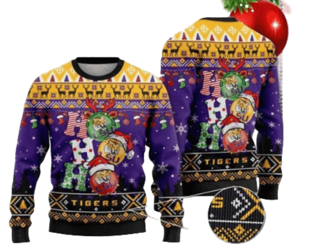 Lsu Tigers Ho Ho Ho Ugly Christmas Sweater, All Over Print Sweatshirt