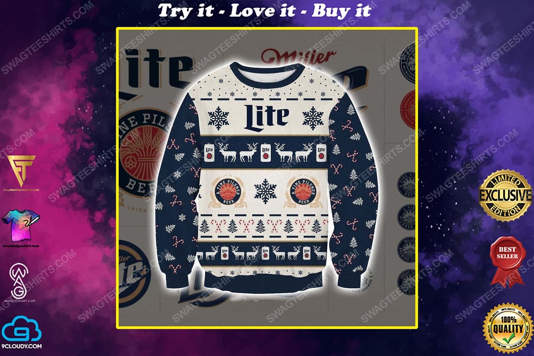 Miller Lite Beer Ugly Sweater