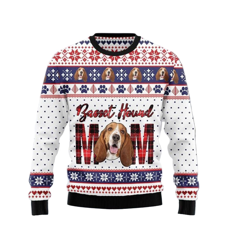 Merry Xmas Basset Hound Mom Awesome Gift For Christmas Ugly Christmas Sweater