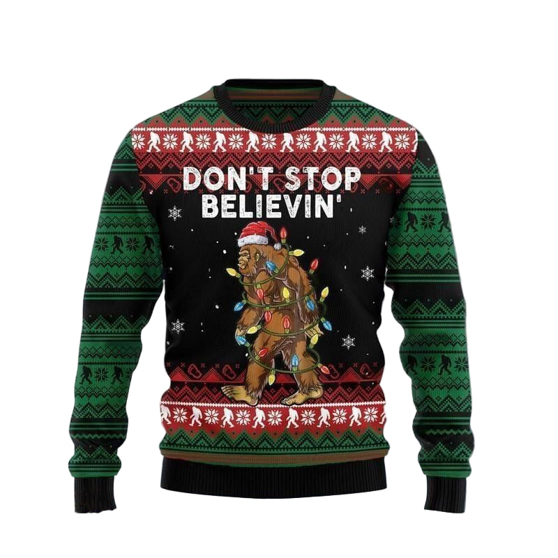 Merry Xmas Bigfoot Do Not Stop Believing Awesome Gift For Christmas Ugly Christmas Sweater