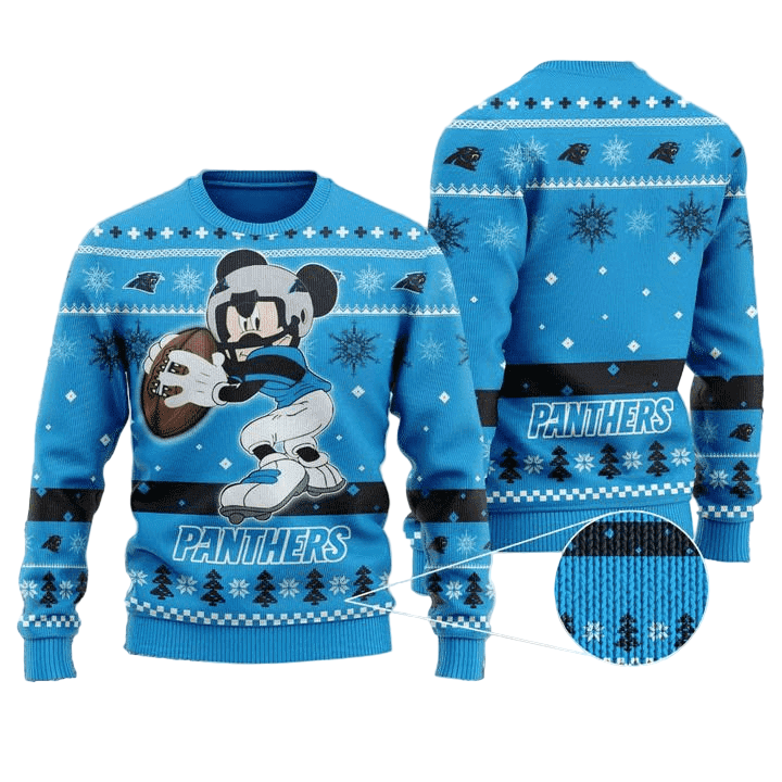 Ugly Christmas Sweater Carolina-Panthers, Graphics Mouse Blue/Black