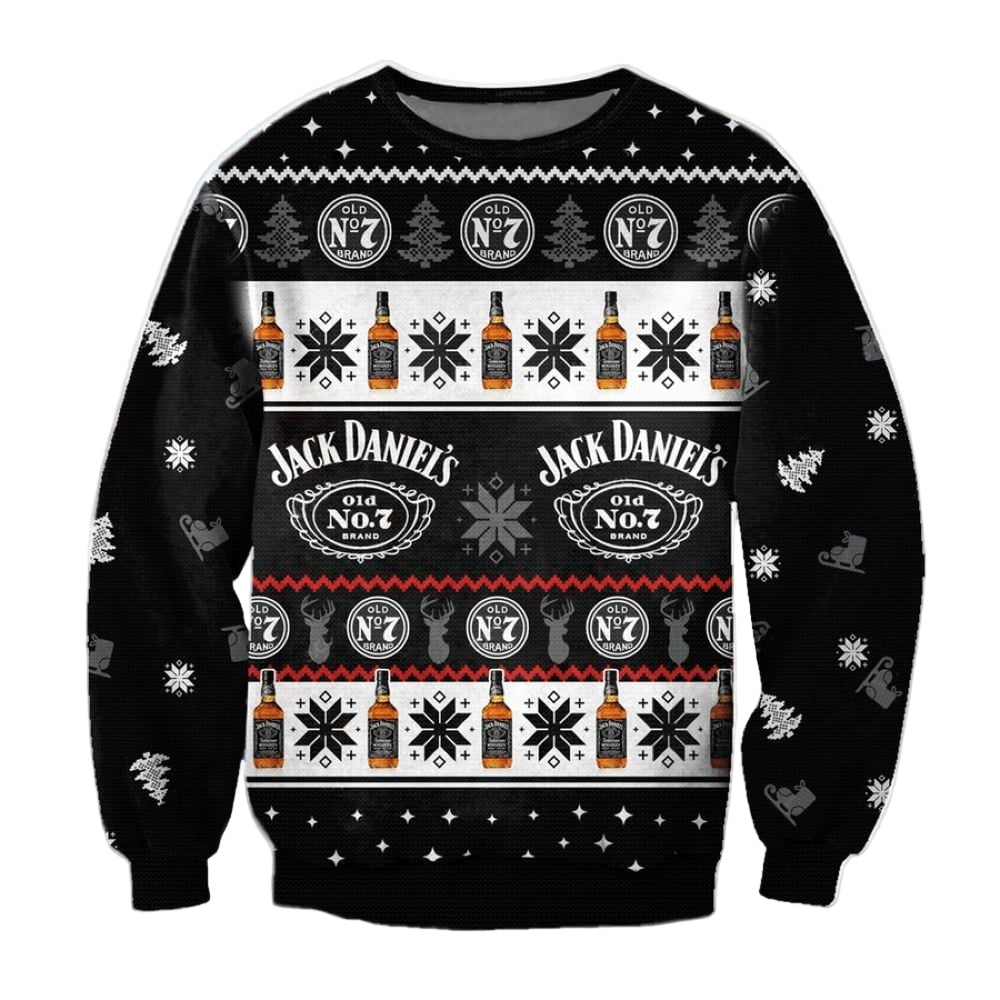 Jack Daniels Ugly Christmas Sweater, All Over Print Sweatshirt