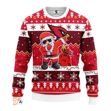 Ugly Christmas Sweater Arizona-Cardinals, Santa Claus White/Red