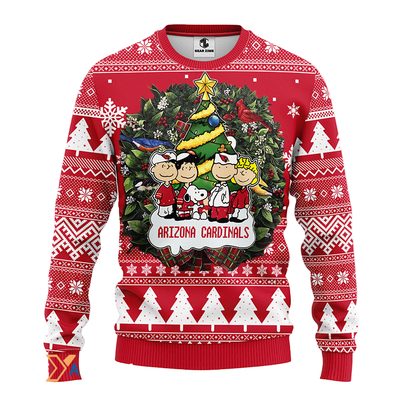 Ugly Christmas Sweater Arizona-Cardinals, Graphics Dog Red/White