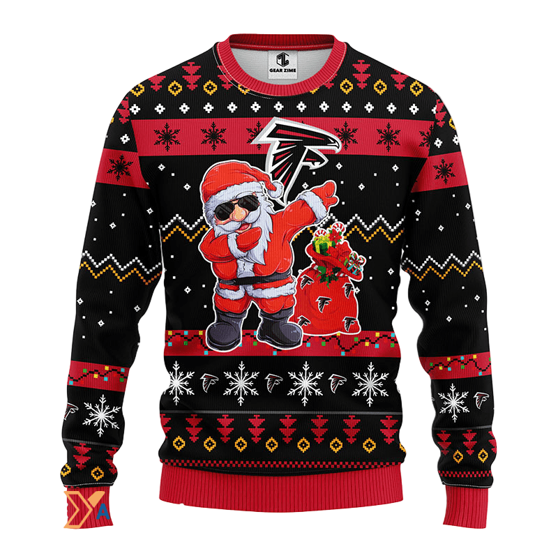 Ugly Christmas Sweater Atlanta-Falcons, Santa Claus Red/Black
