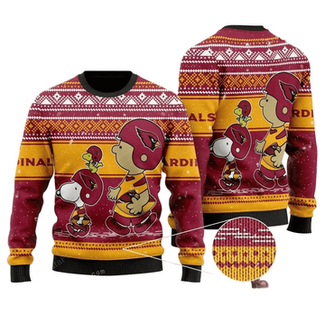 Ugly Christmas Sweater Arizona-Cardinals, Graphic Dog Red/Yellow