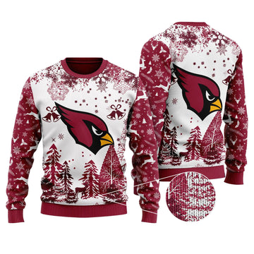 Ugly Christmas Sweater Arizona-Cardinals, Rise Up Red Sea Grinch Christmas Snowflakes Pine Tree White Red