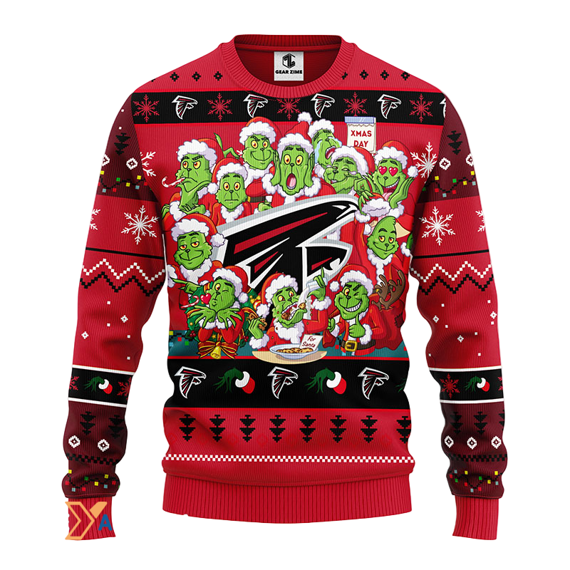 Ugly Christmas Sweater Atlanta-Falcons, 12 Grinch Red/Black