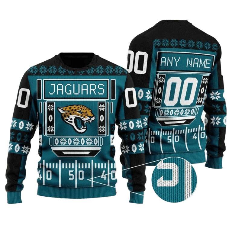 Personalized Ugly Christmas Sweater Jacksonville-Jaguars, Duuuval! Green/Black Custom Name And Number Gift For Football Fan Ugly Xmas Jumper