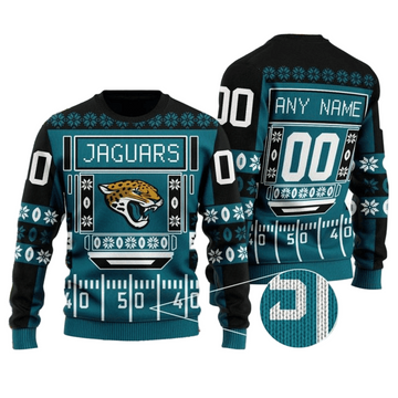 Personalized Ugly Christmas Sweater Jacksonville-Jaguars, Duuuval! Green/Black Custom Name And Number Gift For Football Fan Ugly Xmas Jumper