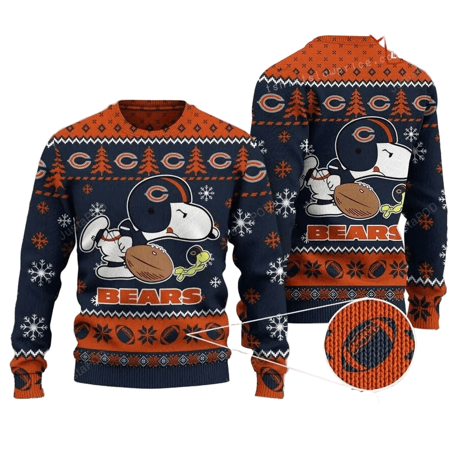 Ugly Christmas Sweater Chicago-Bears, Graphic Dog Blue/Orange