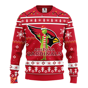 Ugly Christmas Sweater Arizona-Cardinals, Grinch White/Red