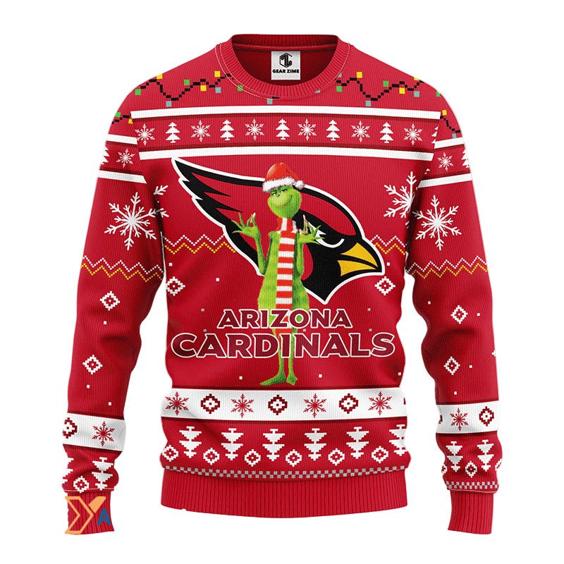 Ugly Christmas Sweater Arizona-Cardinals, Grinch White/Red