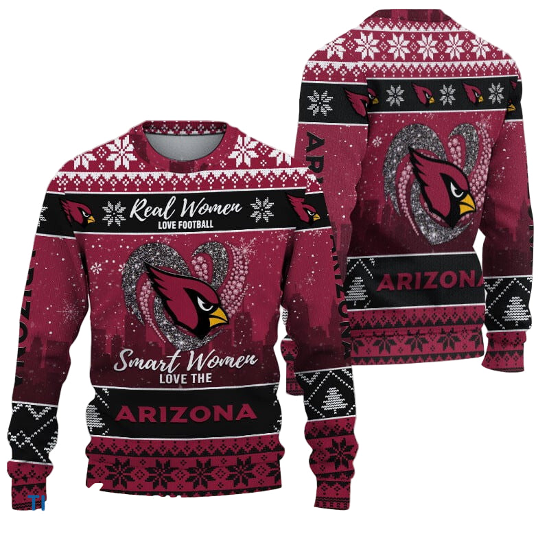 Ugly Christmas Sweater Arizona-Cardinals, Grinch Christmas Arizona-Cardinals In Heart Snowflakes City Shadow Red