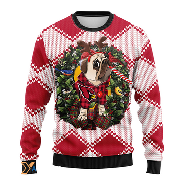 Ugly Christmas Sweater Arizona-Cardinals, Pub Dog White/Red