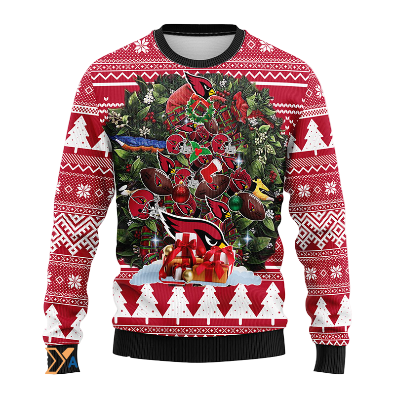 Ugly Christmas Sweater Arizona-Cardinals, Tree Red/White