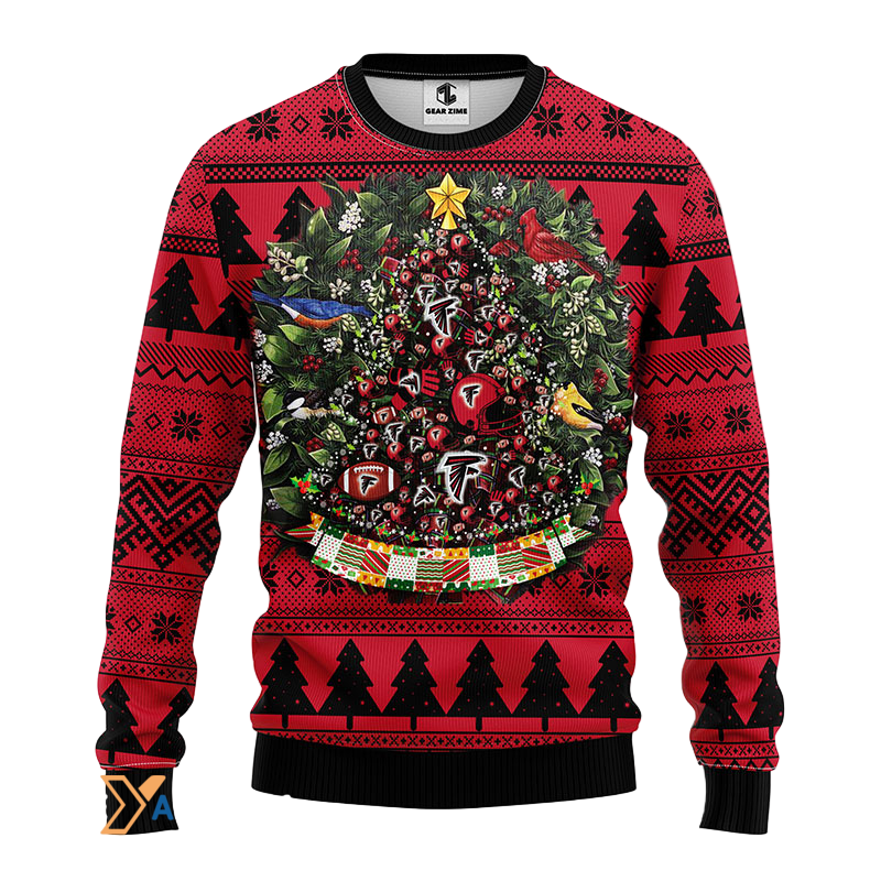 Ugly Christmas Sweater Atlanta-Falcons, Tree Ball Christmas Black/Red