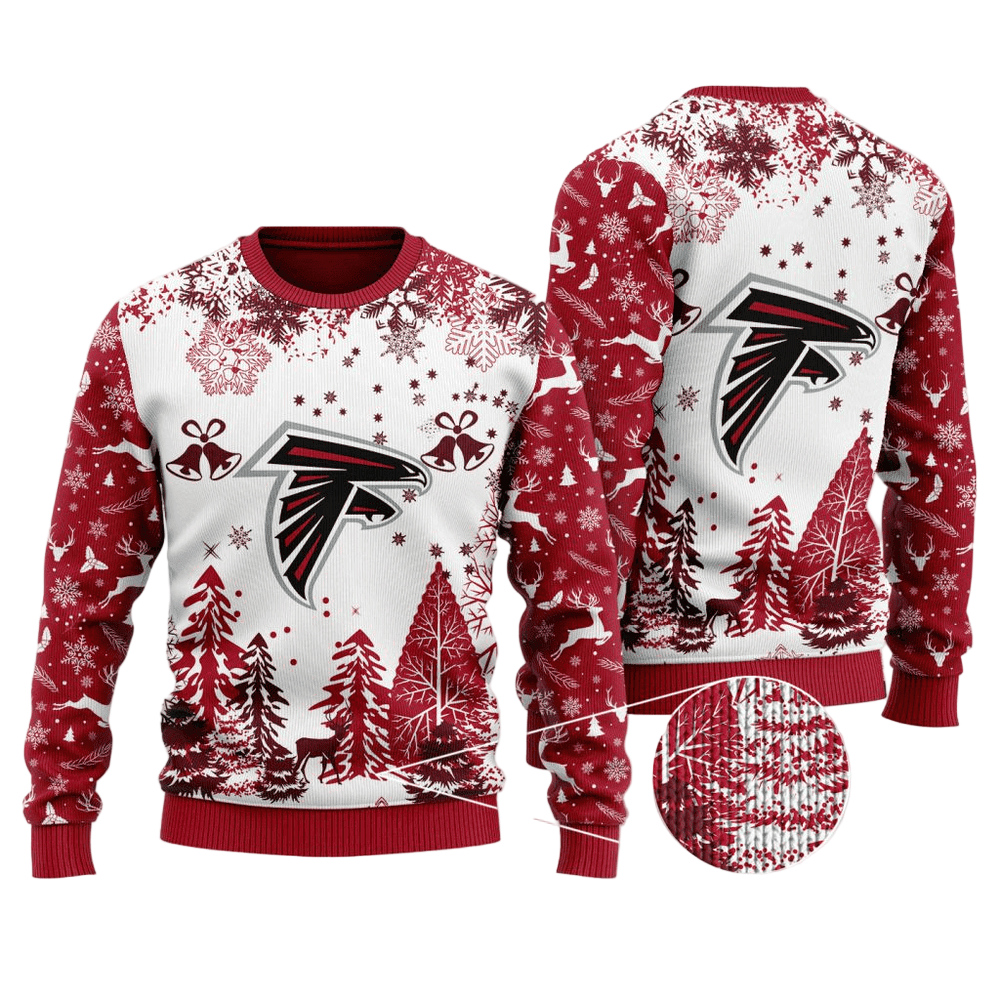Ugly Christmas Sweater Atlanta-Falcons, Rise Up White/Blue