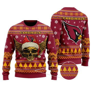 Ugly Christmas Sweater Arizona-Cardinals, Skull Red/Yellow